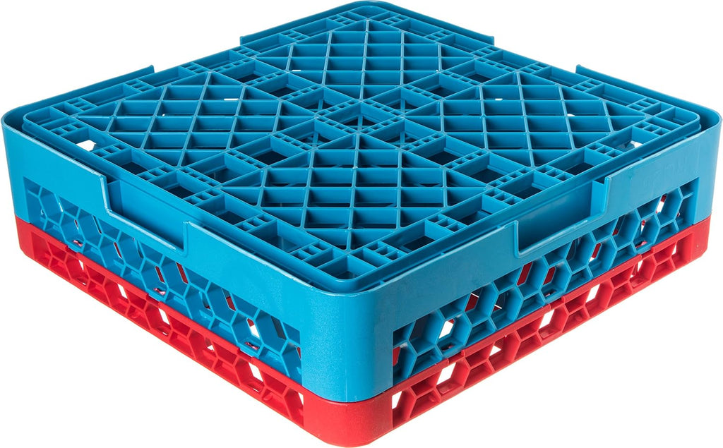 CFS OptiClean 25-Compartment Glass Rack with 1 Extender Red