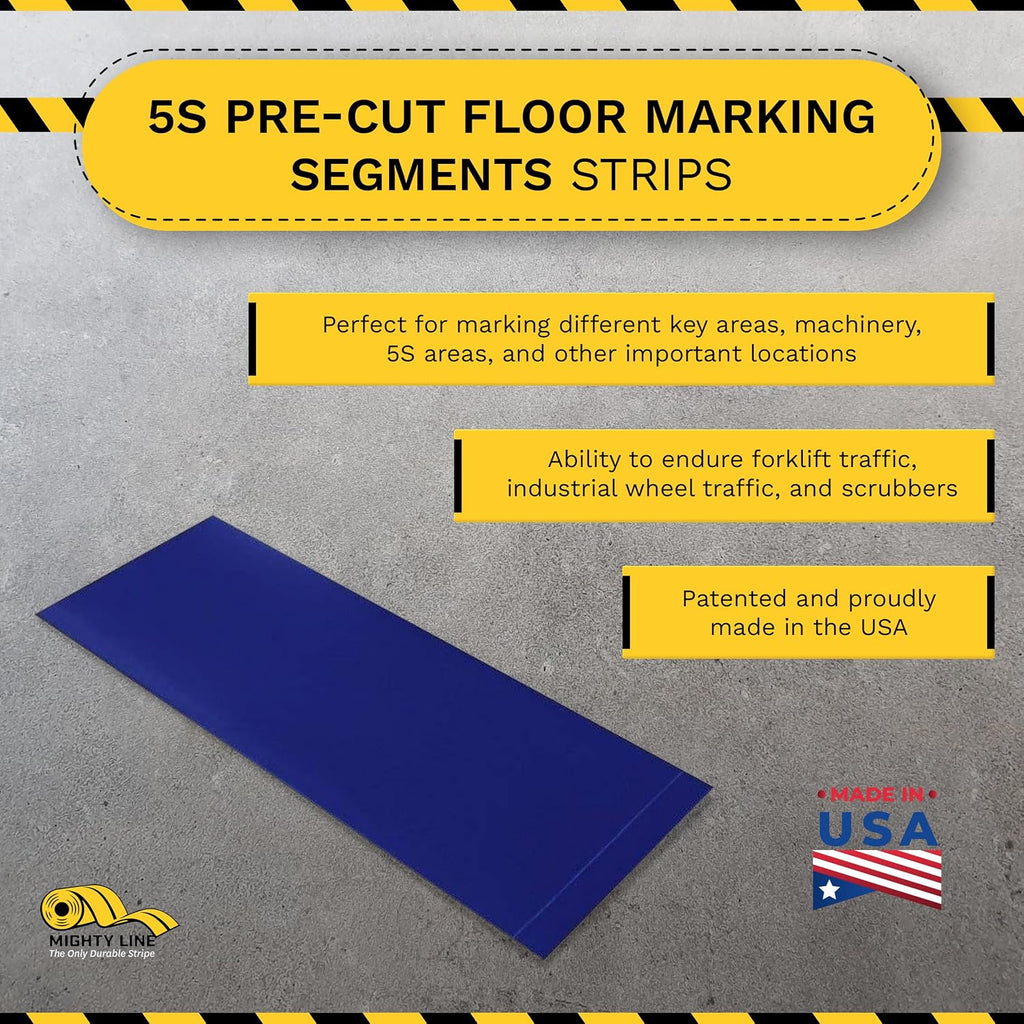 Floor Marking Tape Strips, 3 x 10 in, Blue