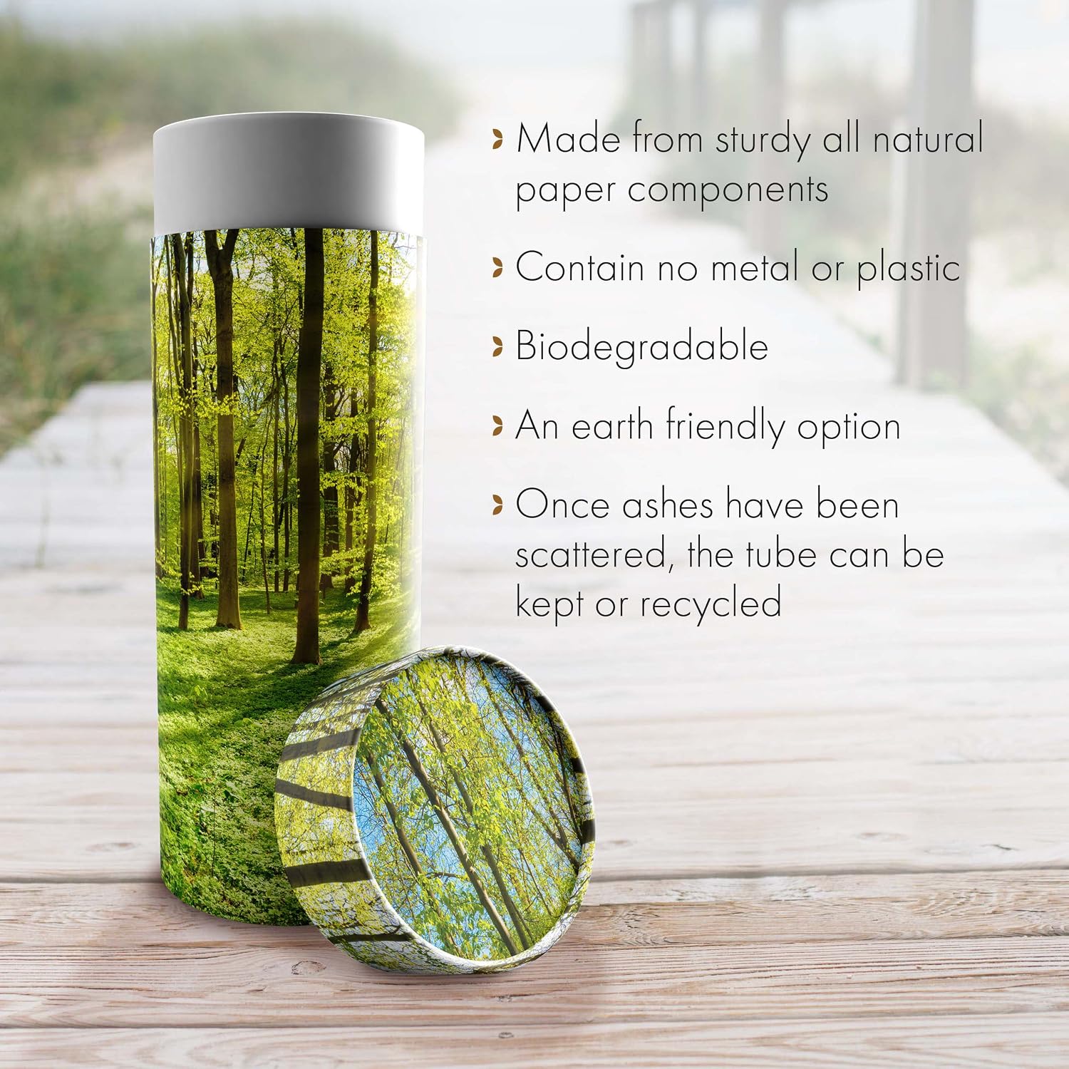 Eco Friendly Emerald Forest Biodegradable Cremation Urns - Adult Ashes Scattering Tube