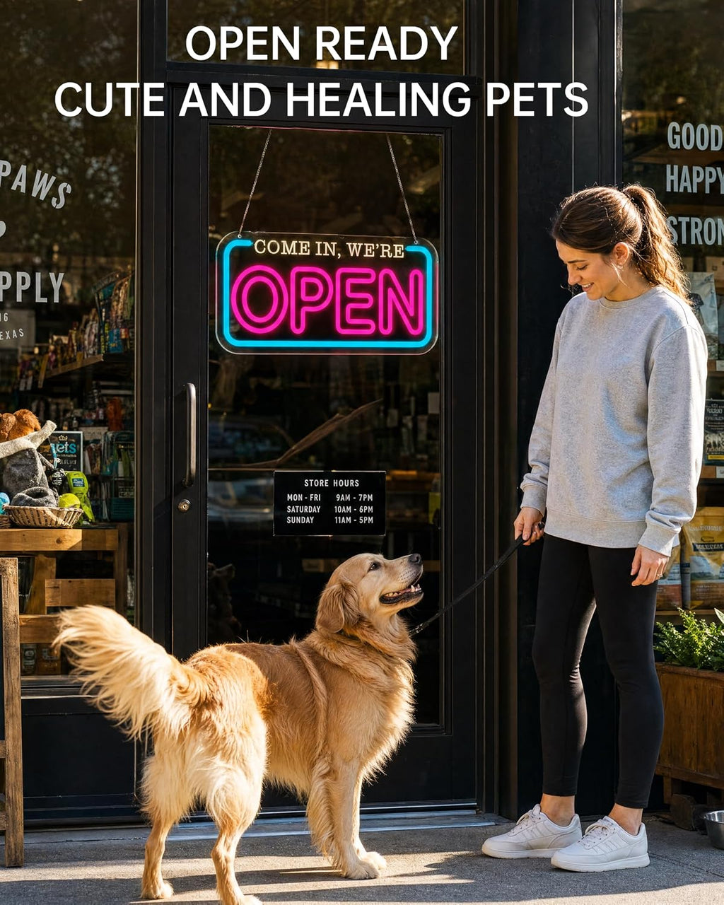 LED Open Sign for Business, Dimmable Neon Open Sign for Storefront Window Bright USB Powered Open Neon Light for Bar