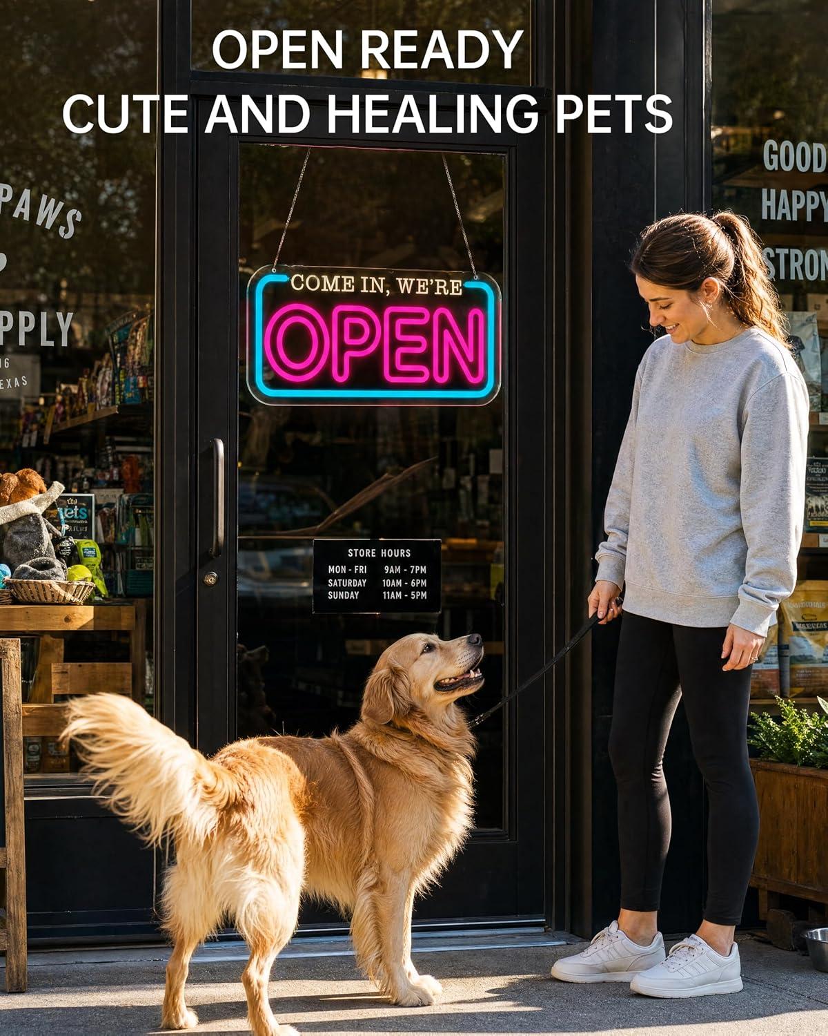 LED Open Sign for Business, Dimmable Neon Open Sign for Storefront Window Bright USB Powered Open Neon Light for Bar