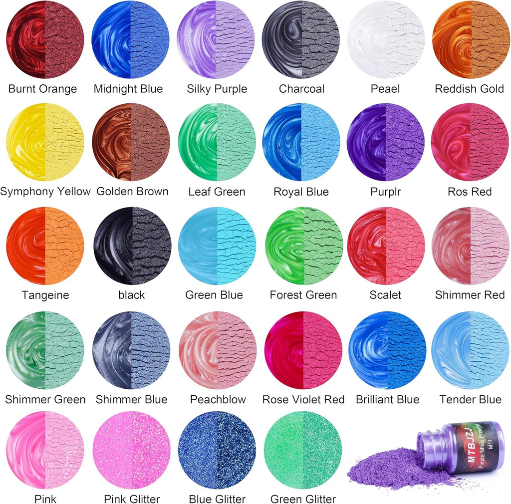 Mica Powder for Resin, 28 Colors Epoxy Resin Color Pigment