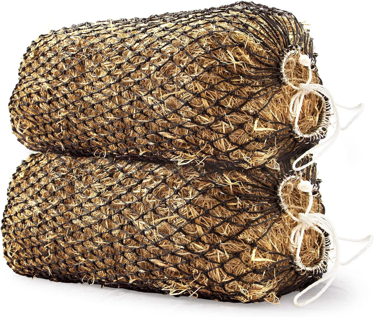 Bloomoak Slow Hay Net Feeder for Horses, Durable Soft Black PE 2/3 String Hay Bales Bags, Fit 36x18x18 to 47x25x17
