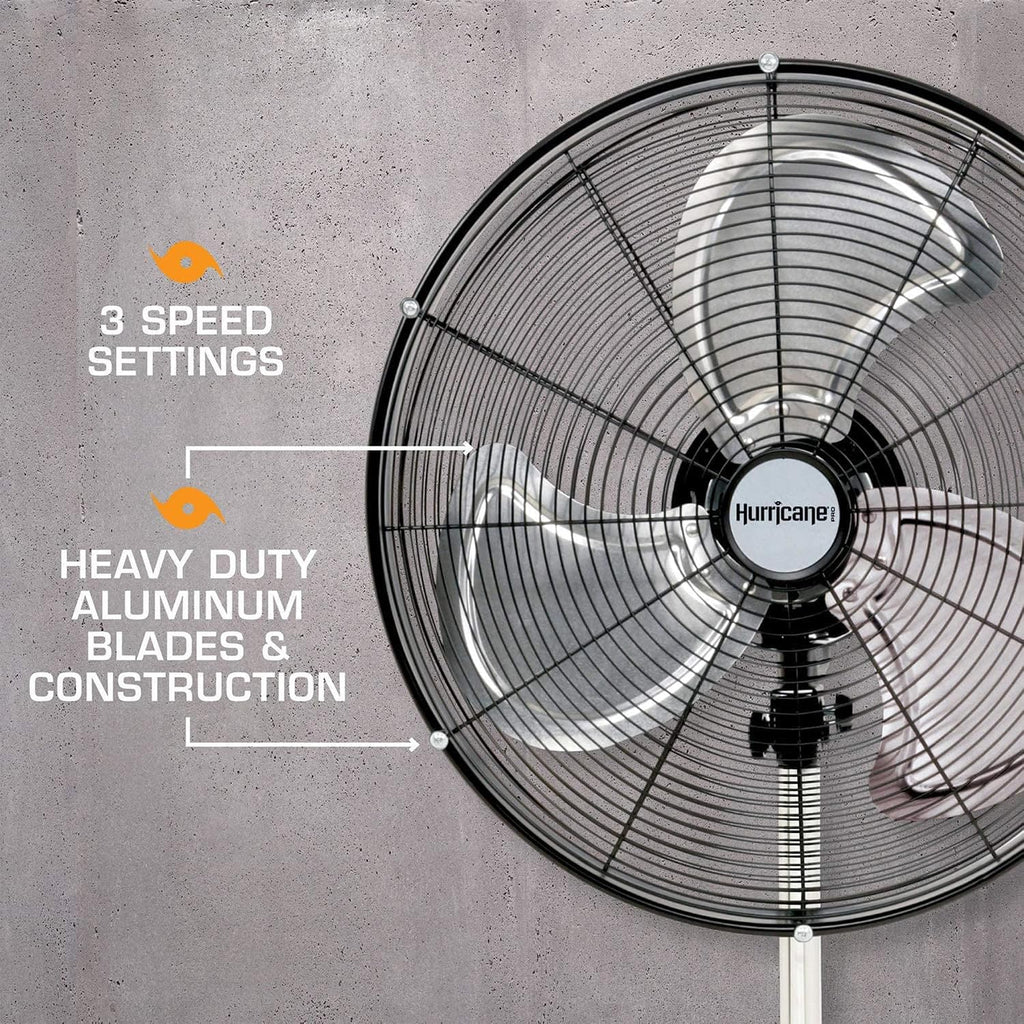 Hurricane Pro High-Velocity Oscillating Metal Stand Fan, 3 Speeds, 20in