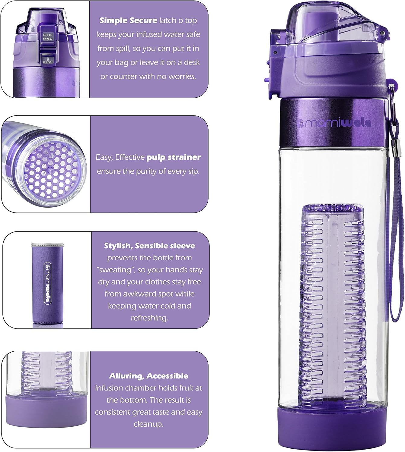 Fruit Infuser Water Bottle – 24 oz BPA-Free Tritan Plastic Water Bottle & Flavor Fruit Infuser, Trending Workout