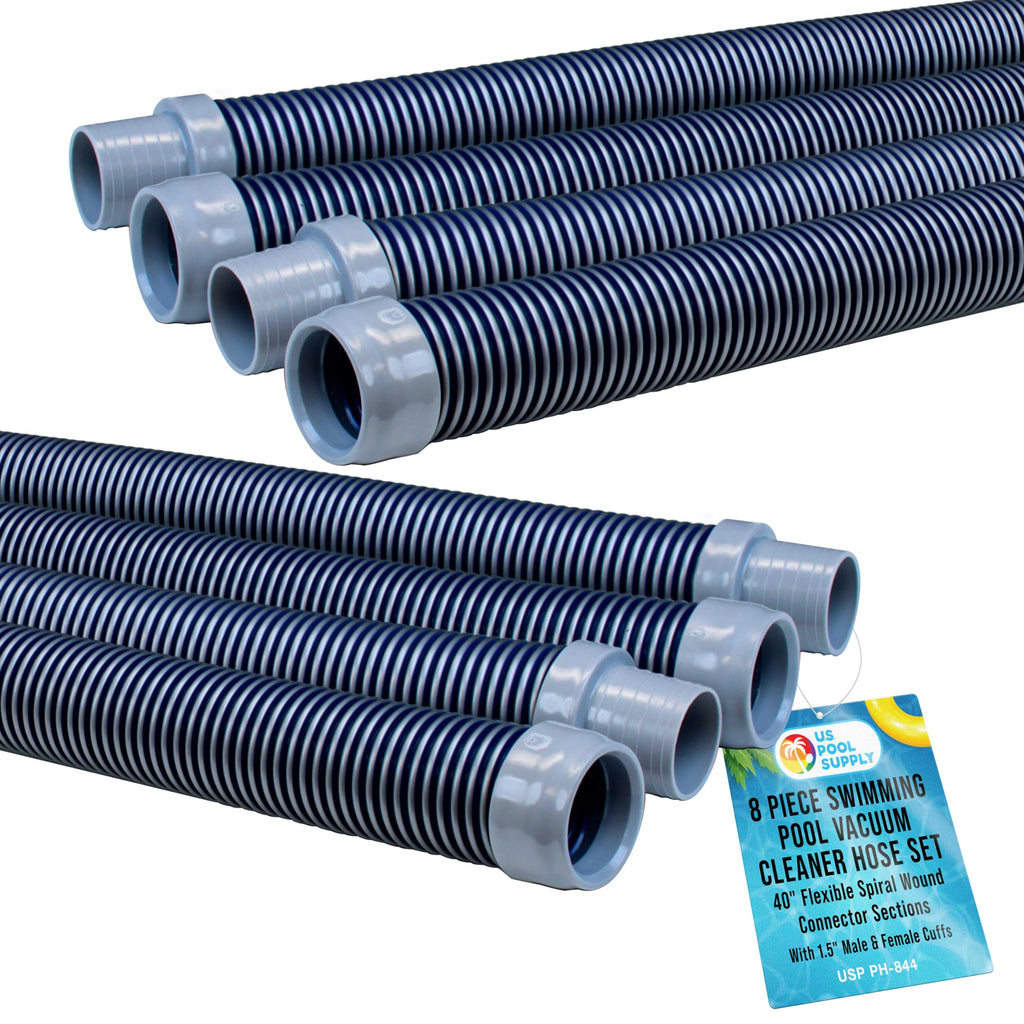 Pool Vacuum Hose, 8 Piece Pool Hose Set, 40" Blue Flexible