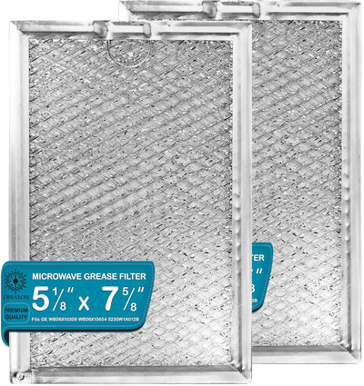 [2 Pack] WB06X10309 Microwave Grease Filter Replacement 7.62" x 5.12" – Fits GE Stove WB06X10359, Hotpoint, Kenmore & LG Microwaves – Aluminum Mesh Vent Filters for Over-the-Range Ovens