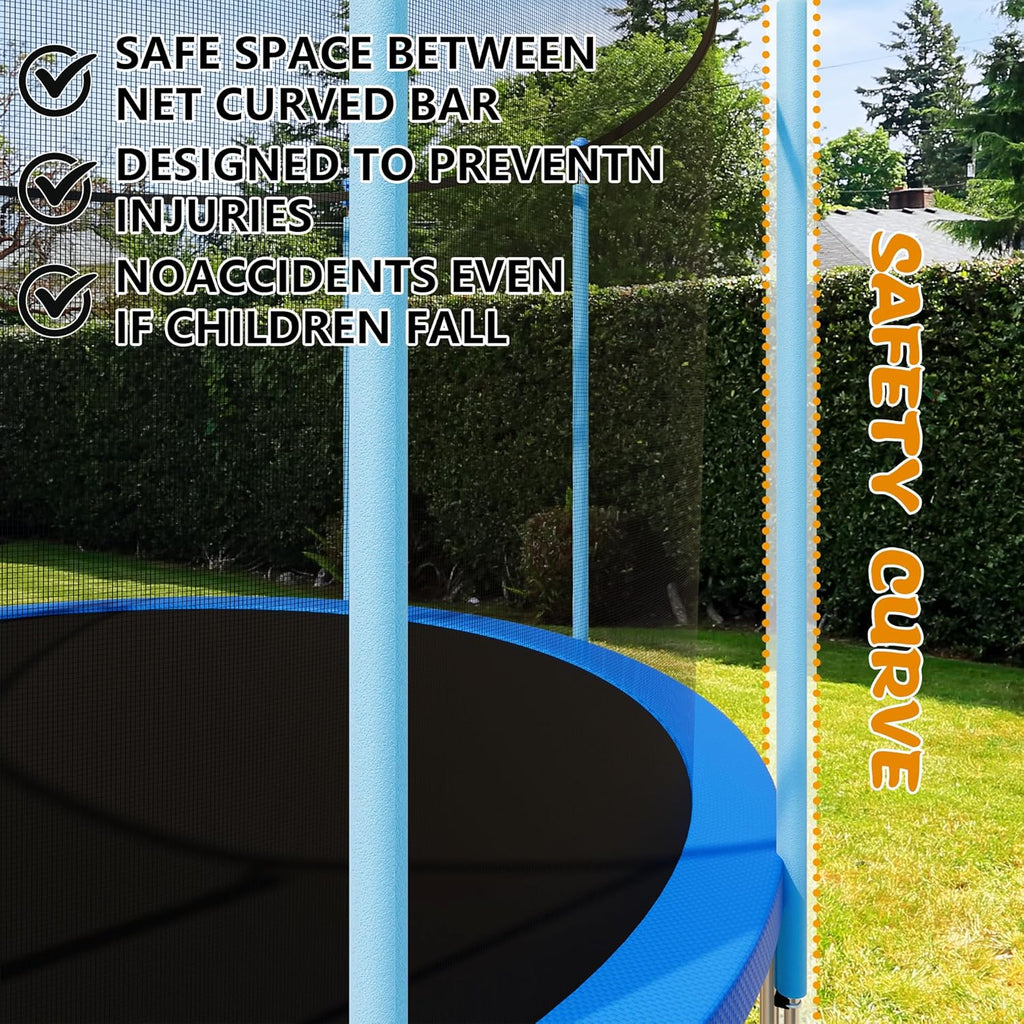 Trampoline Outdoor 12FT 14FT with Enclosure and Ladder, ASTM Approved Recreational Trampoline for Kids and Adults