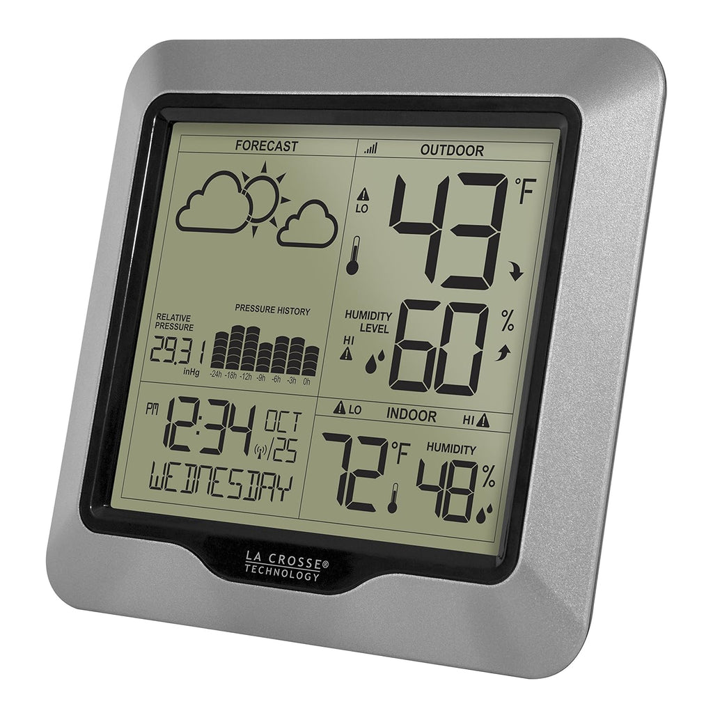 308-1417 Wireless Barometric Pressure Weather Station with WWVB Time, 330ft | Advanced Forecast
