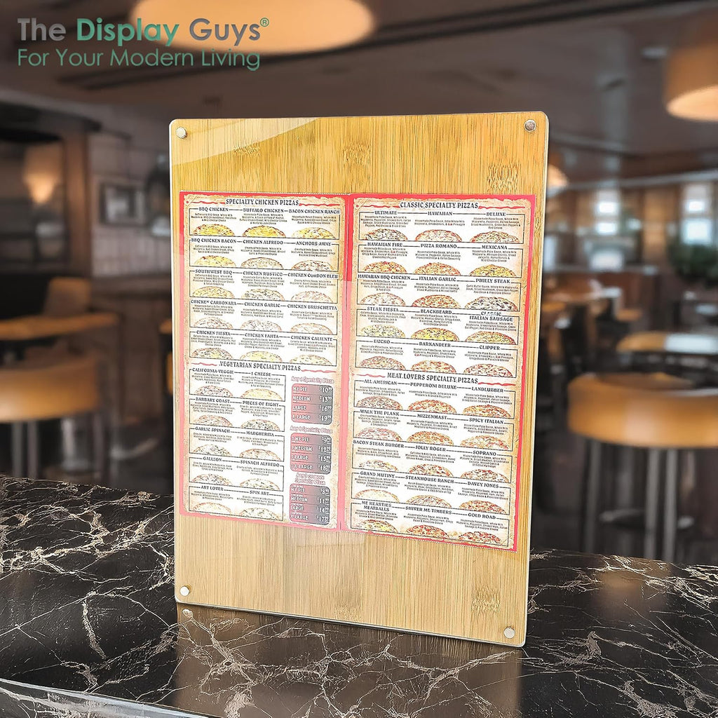 The Display Guys - Bamboo Acrylic Sign Holder w. Display Stand & Hanging Frame (11x14)