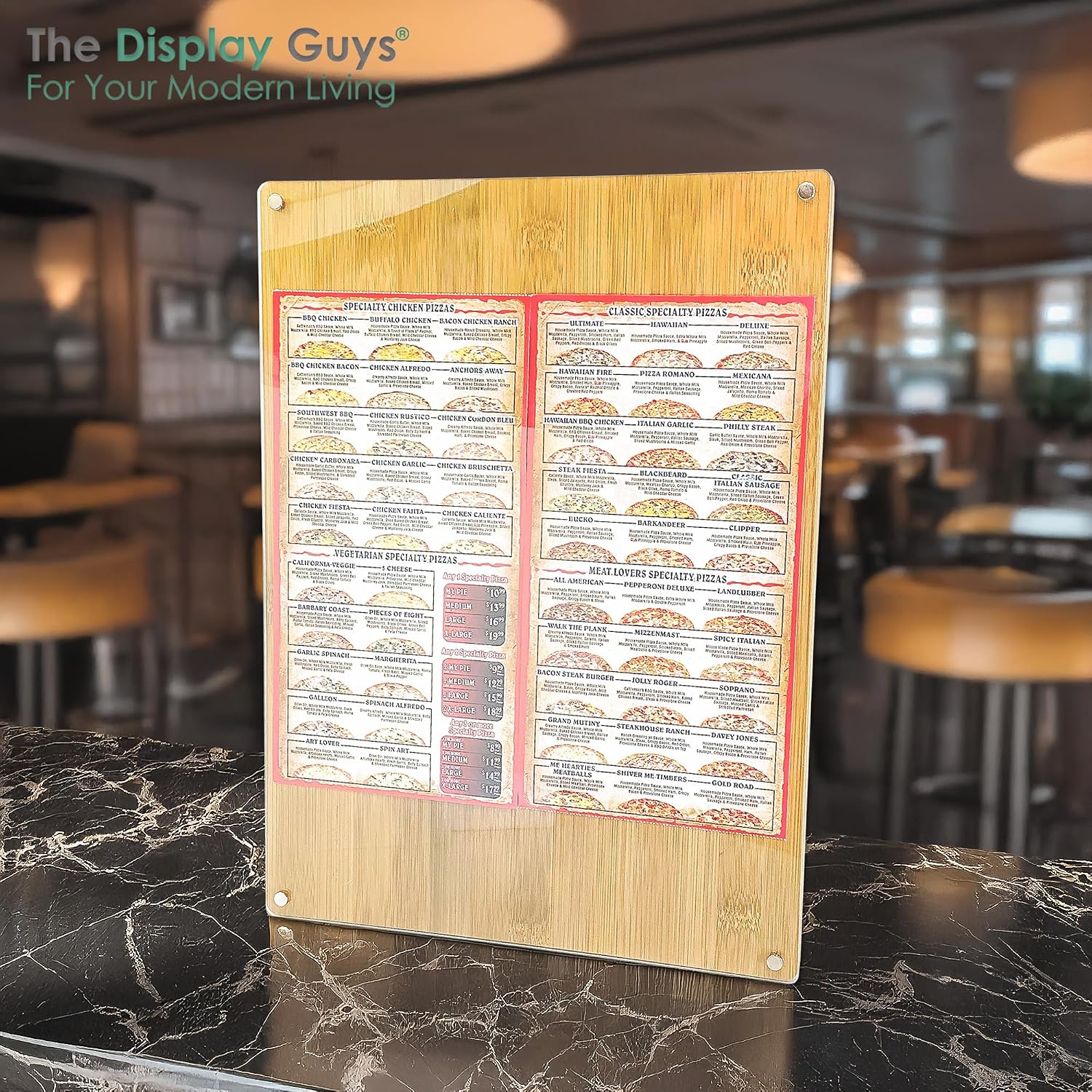 The Display Guys - Bamboo Acrylic Sign Holder w. Display Stand & Hanging Frame (11x14)