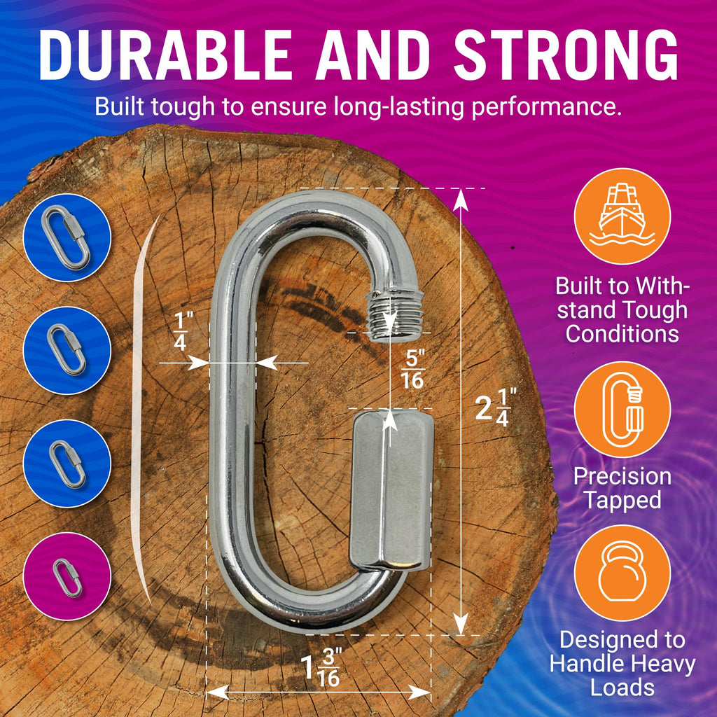 316 Stainless Steel Locking Chain Link, Threaded Quick Link Chain Connector
