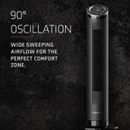 Ascend Quiet 29 dBA Tower Fan with Remote - 36" - OST100 - Black