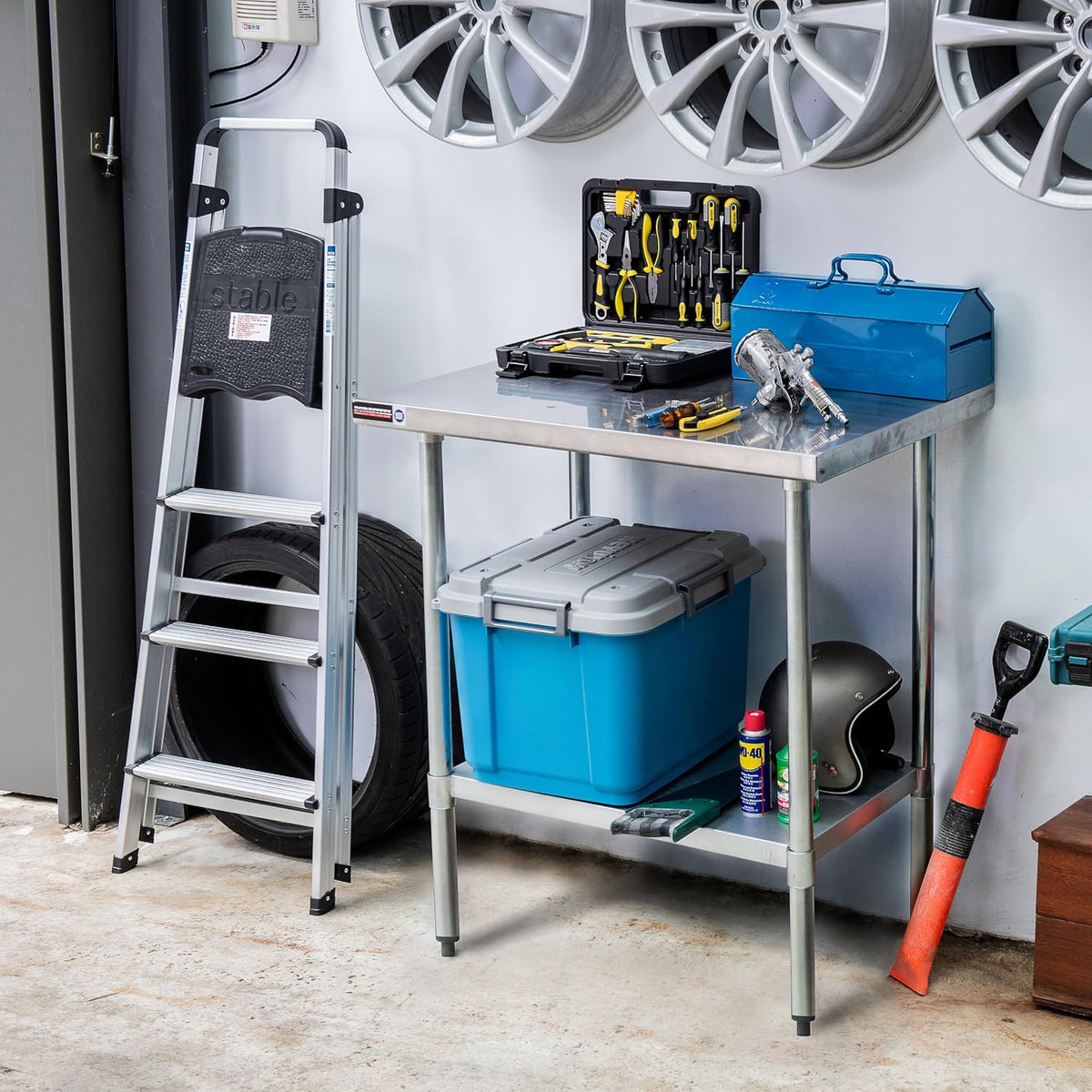 30x48 Stainless Steel Work Table - NSF Certified Commercial Prep Table w/Adjustable Under Shelf - Kitchen Island