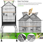 57-Inch Open Top Bird Cage with Rolling Stand & Slide-Out Tray