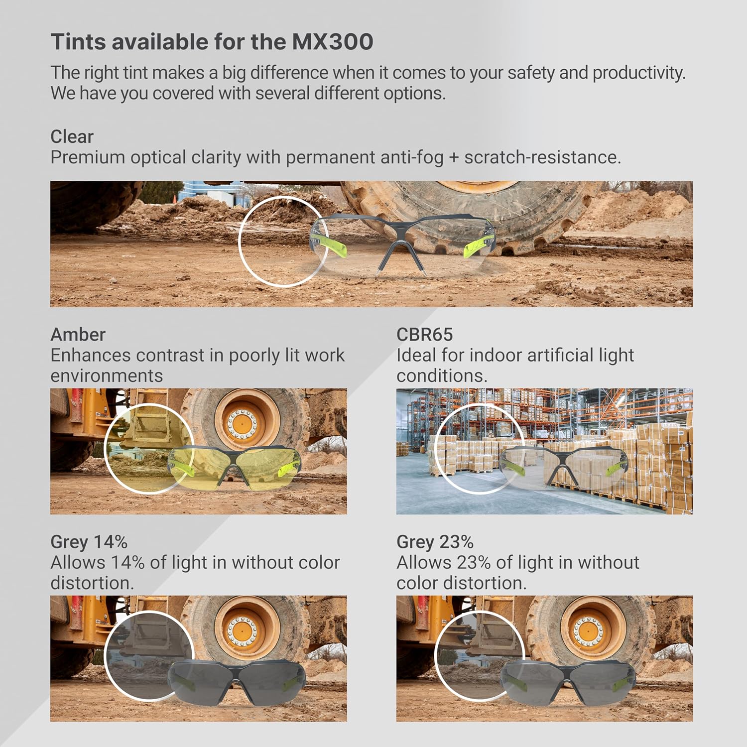 MX300 Safety Glasses | Anti-Fog | ANSI Z87+ | 100% UV Protected