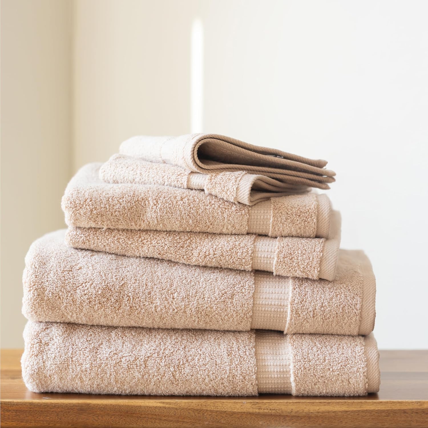 100% Turkish Cotton Bathroom Towel Set of 6-Piece, Taupe | 630 Gsm Thick Super Soft Highly Absorbent 2 Bath + 2 Hand