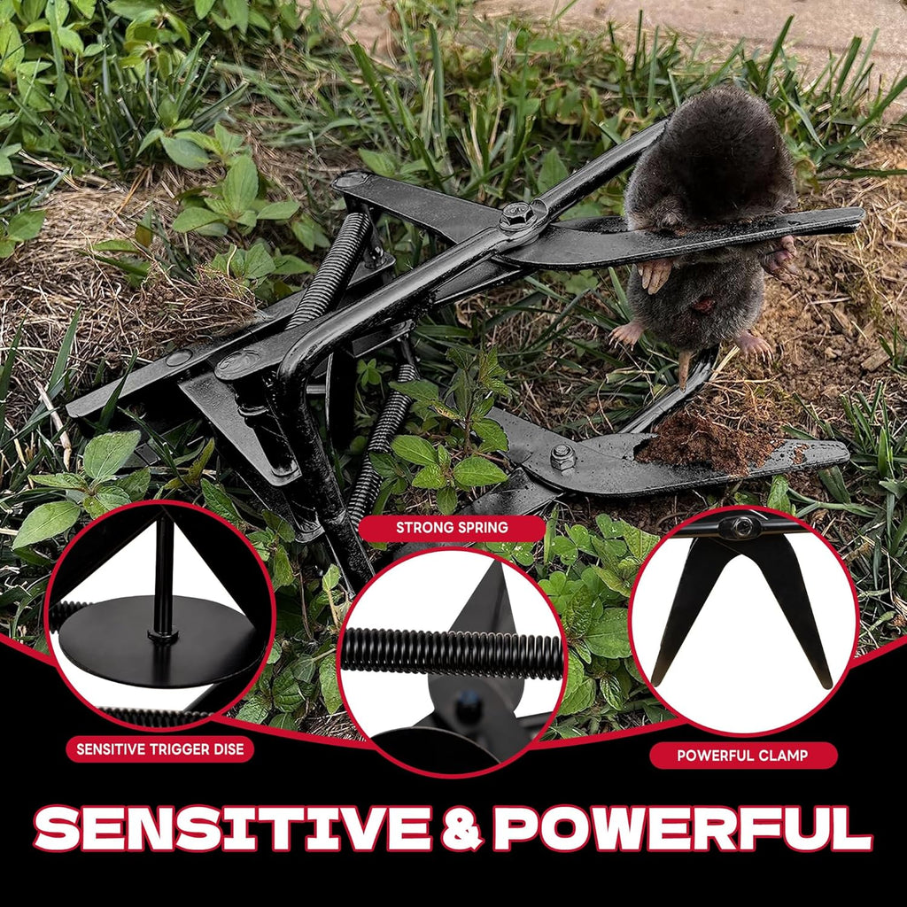 Mole Traps 2 Pack, Scissor Mole Trap that Kill Best，Mole Traps for Lawns Ground，Easy Step Mole Trap，Black Coated