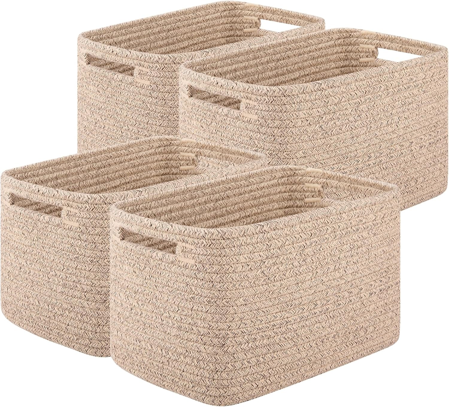 Storage Baskets for Organizing, Woven Decorative Baskets for Shelves - Books, Towels, and Clothes, Cotton Rope Toy