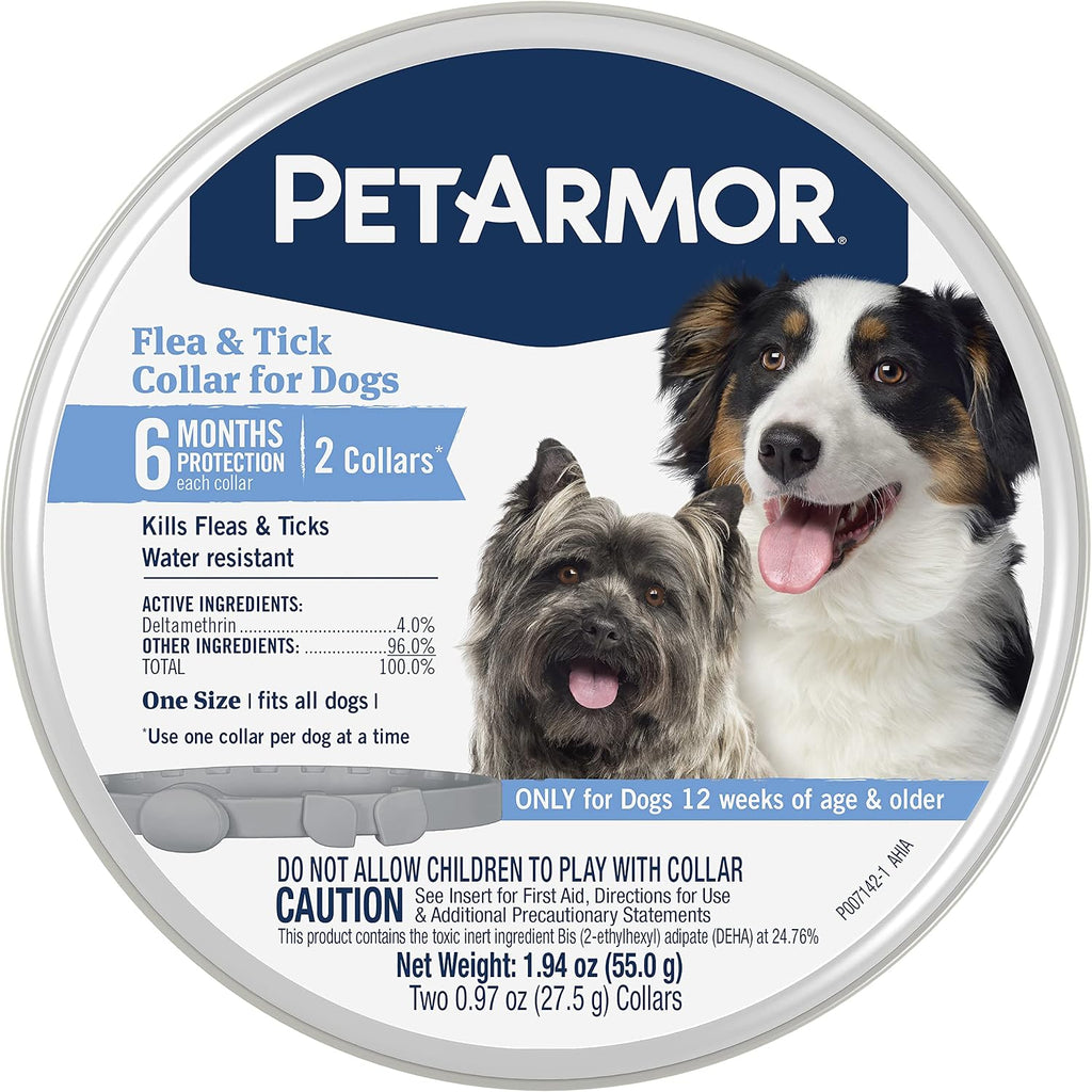 Flea & Tick Collar Dogs, 12-Month Protection, 2-Pack