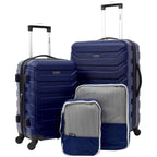 4 Piece Miami Luggage and Packing Cubes Set, Blue