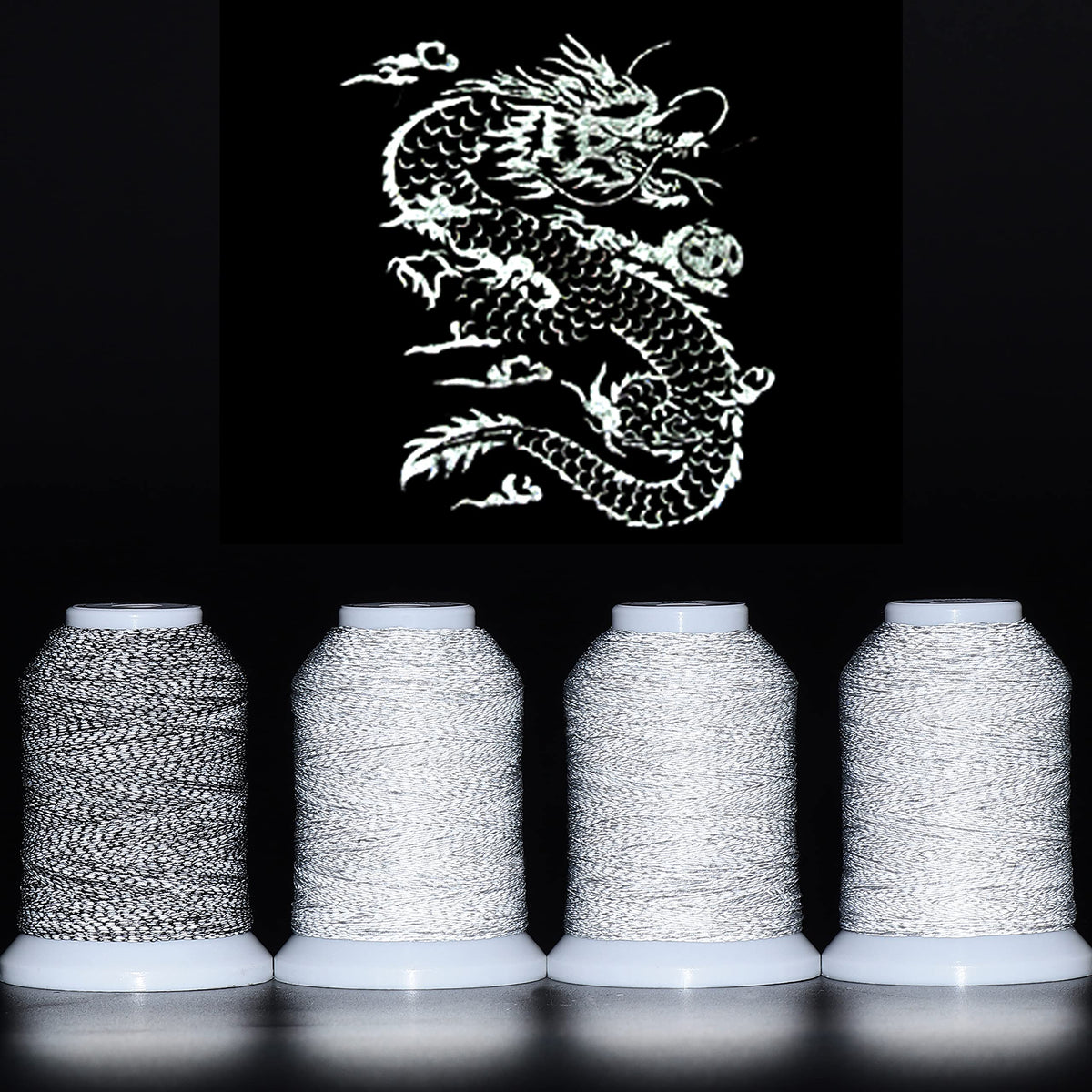 4 Spools Reflective Embroidery Machine Thread Kit