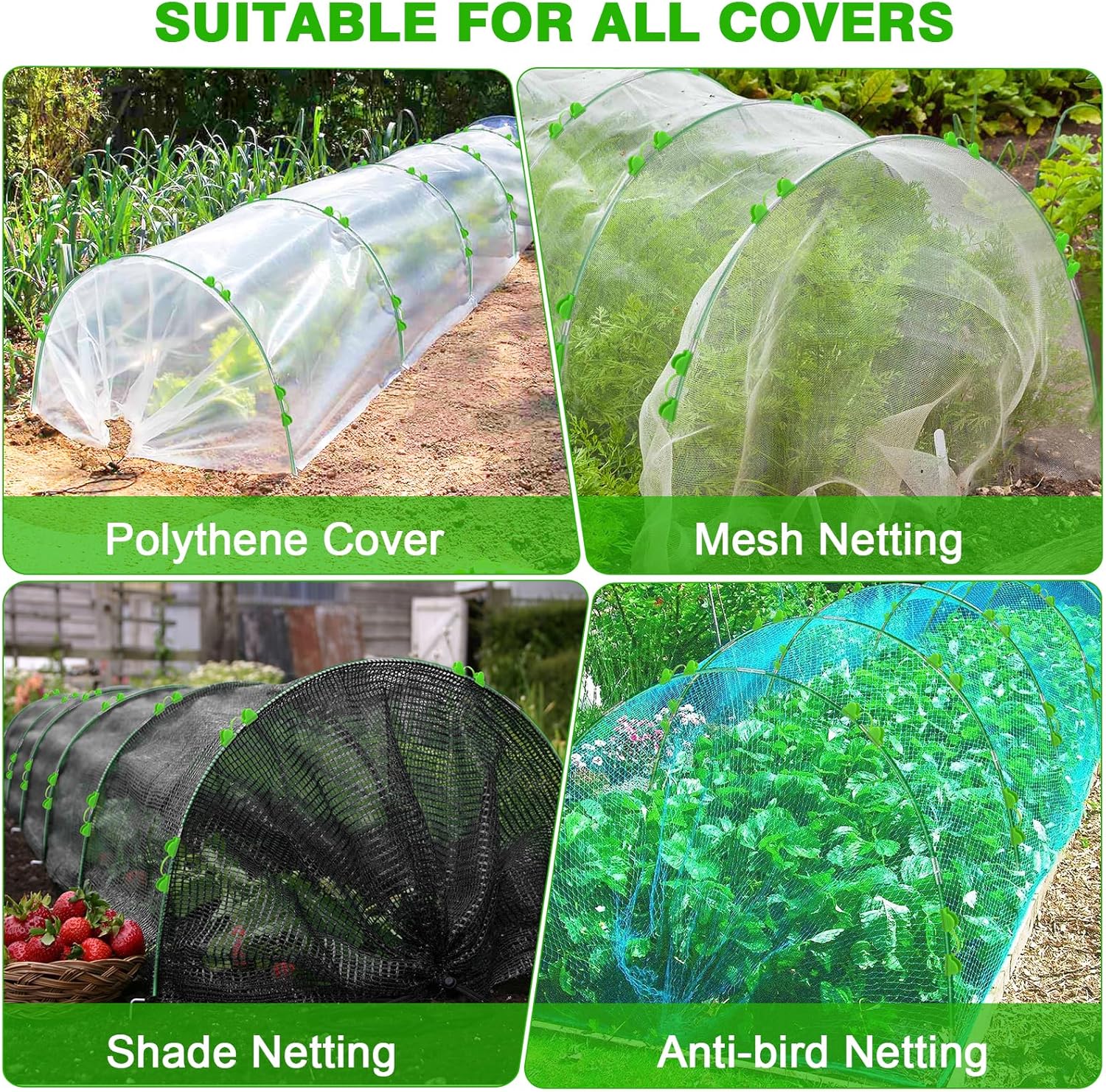 Garden Hoops for Raised Beds Row Cover, 36pcs 8ft Greenhouse Garden Grow Tunnel Netting Hoops, Greenhouse Support