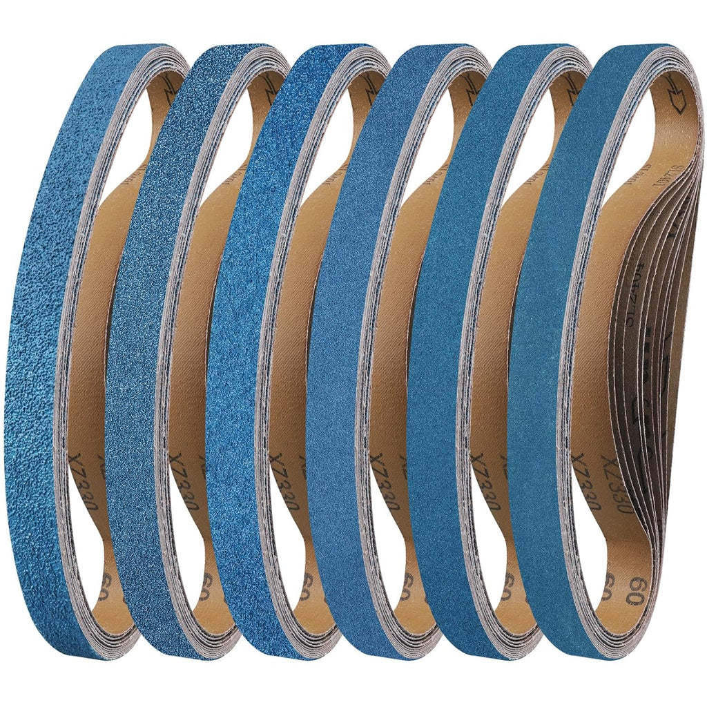 12-Piece Premium 1 x 42 Inch Zirconia Sanding Belts 40-400 Grit