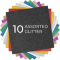 Glitter HTV Heat Transfer Vinyl: 10 Pack 12"x12" Iron on Vinyl | Glitter Iron on Vinyl for T-Shirt (1 PTFE Sheet