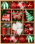 82pcs Classic Christmas Balls Ornaments Set, Red, White and Green | Delightful Gift Set, Shatterproof Plastic