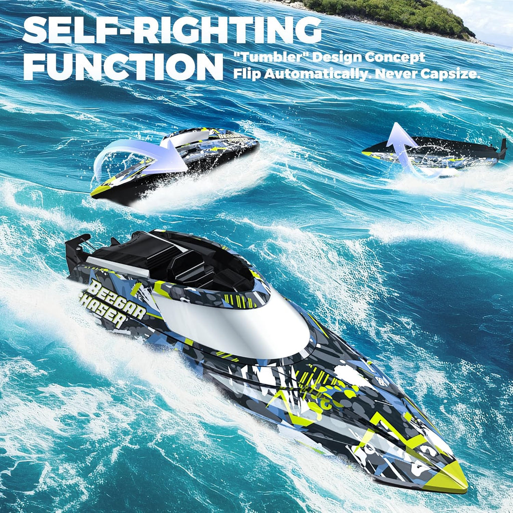 TX123 Remote Control Boats - Fast Speed RC Boat 32+ KPH with Suitcase for Lakes & Pools & Salt Water | 32 KPH High
