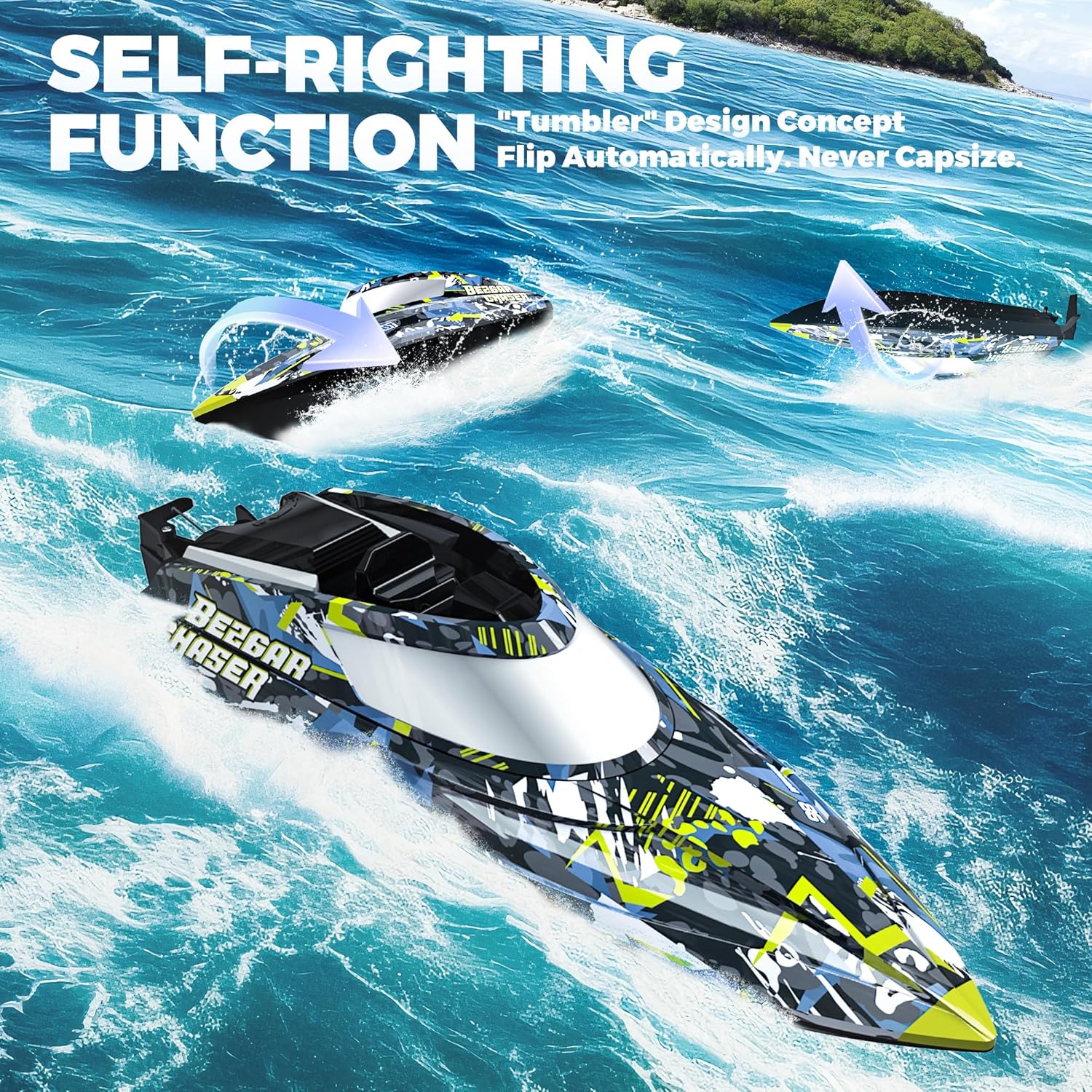 TX123 Remote Control Boats - Fast Speed RC Boat 32+ KPH with Suitcase for Lakes & Pools & Salt Water | 32 KPH High