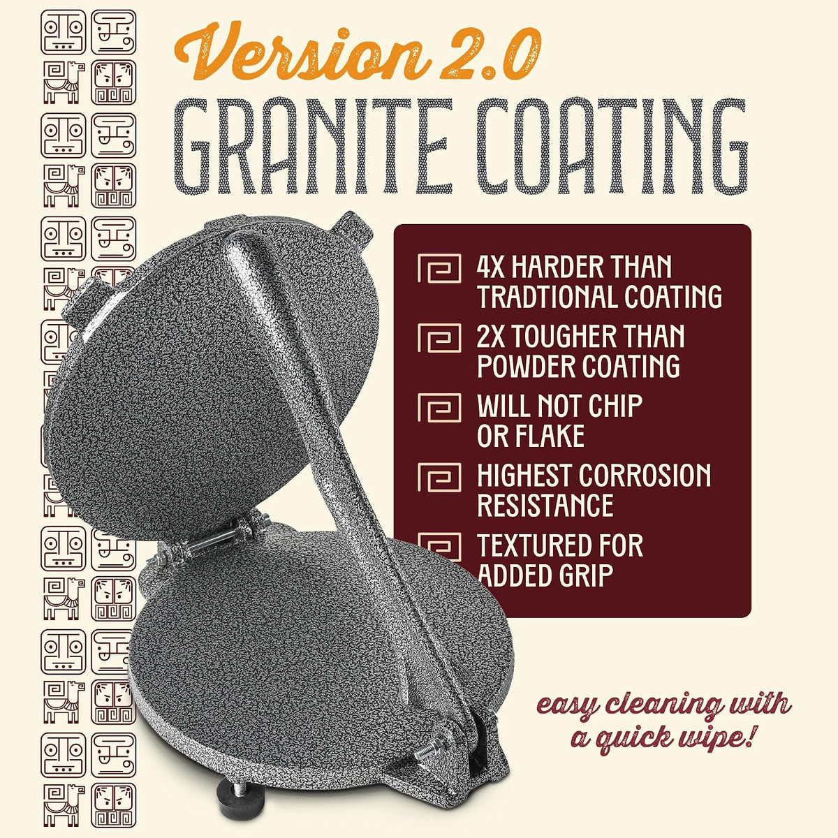Cast Iron Heavy Duty Tortilla Press (Version 2.0). Commercial Grade Pataconera Presser. Perfect Maker for Flour or