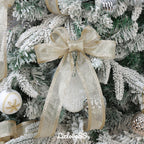 Metallic Champagne Christmas Wired Ribbon 1.5 Inch, 20 Yards