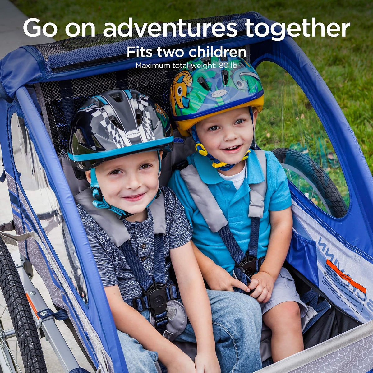 Trailblazer Double Child Bike Trailer, Max of 2 Children with Total Weight of 80 lbs., Canopy, 20-Inch Air-Filled