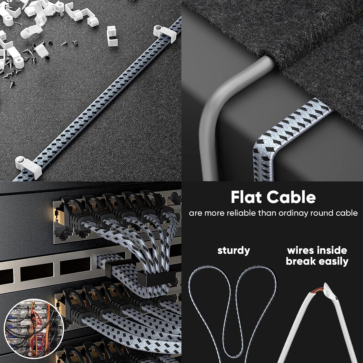 Cat 8 Ethernet Cable 50 FT, 40Gbps 2000Mhz High Speed Cat8 Network LAN Patch Cord, Nylon Braided Heavy Duty Shielded