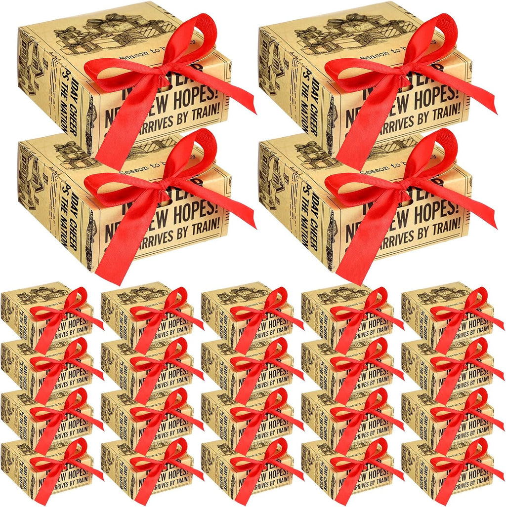 24 Pcs Vintage Small Christmas Gift Boxes with Lids 4.5x4.5x2