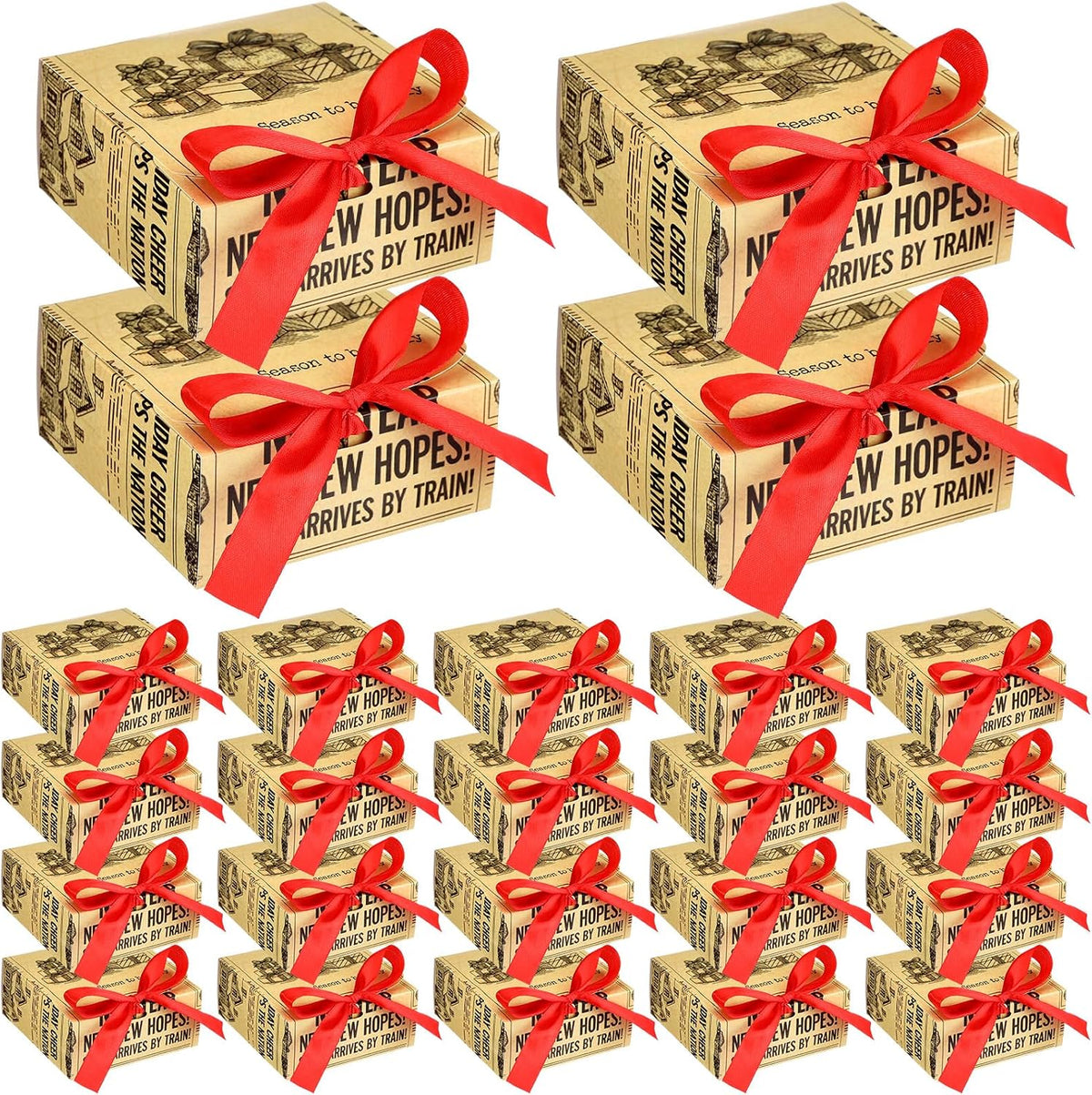24 Pcs Vintage Small Christmas Gift Boxes with Lids 4.5x4.5x2