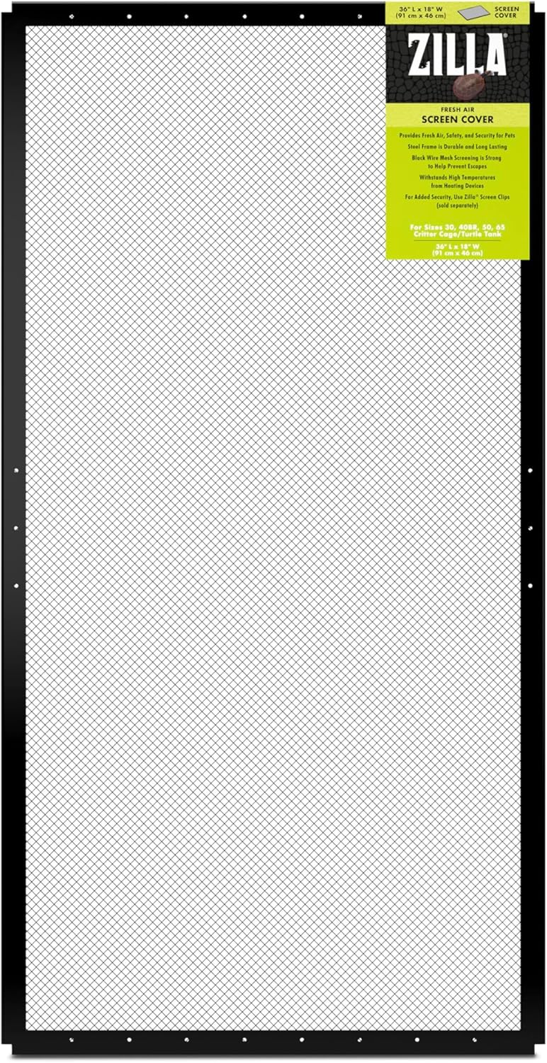 Fresh Air Screen Cover, Secure and Durable Metal Mesh Cover for Reptile Terrariums, 36 x 18 inches | Secure and