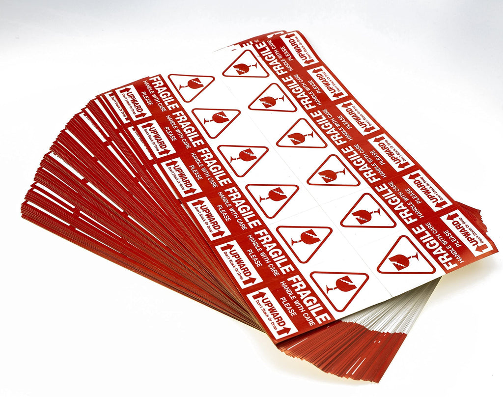 Red Large Fragile Handle with Care Keep Dry Upward Do Not Trample Shipping Box Warning Stickers Label (STK-03 1000pcs)