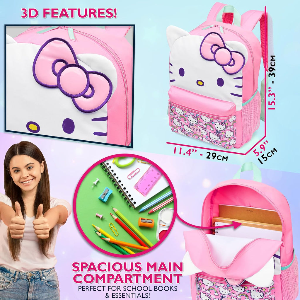 Sanrio Backpack for Girls 3D Bow Kawaii Anime Rucksack Daypack for Kids Cute Stuff Back to School Supplies Backpacks