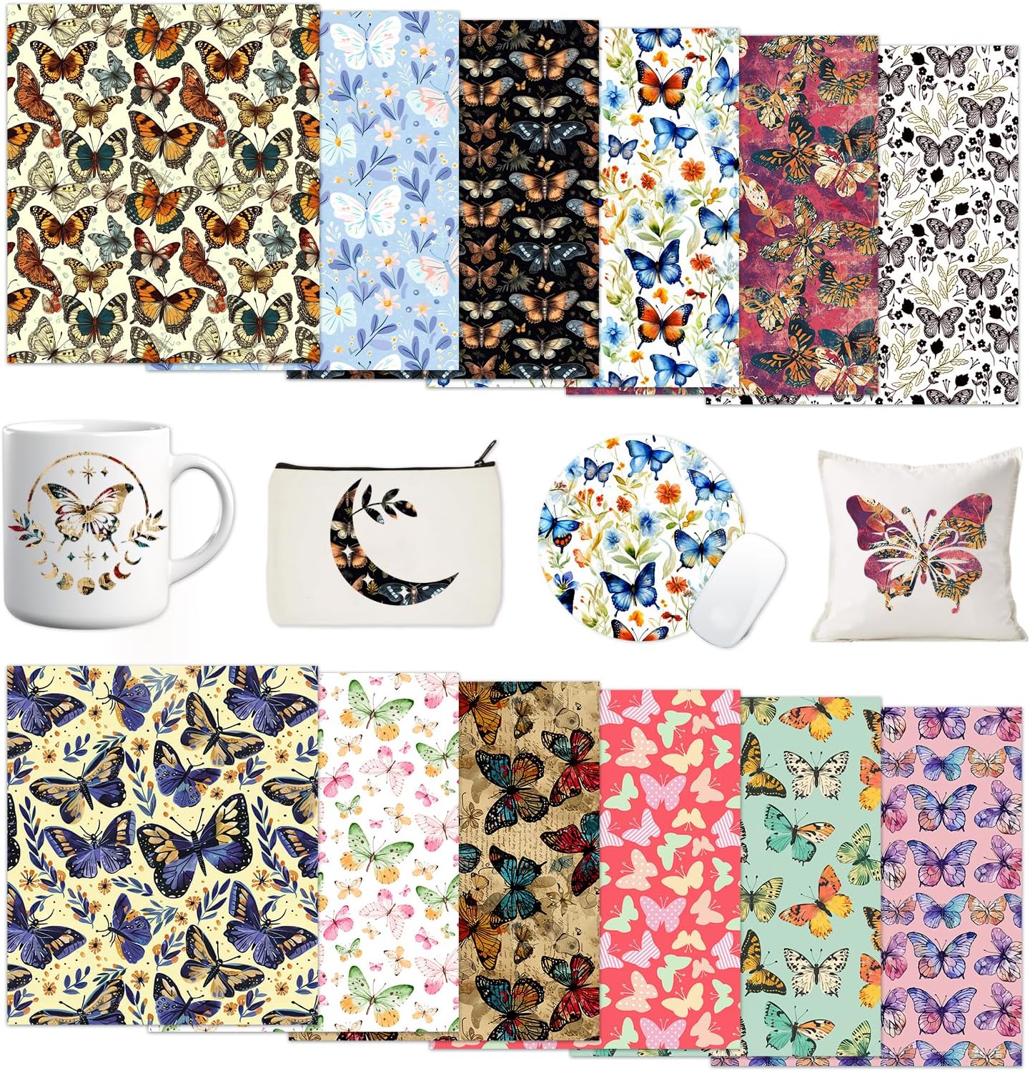 Butterfly Pattern Sublimation Ink Transfer Sheets 12 Sheets 12"x10" | Colored sublimation transfer paper,works with