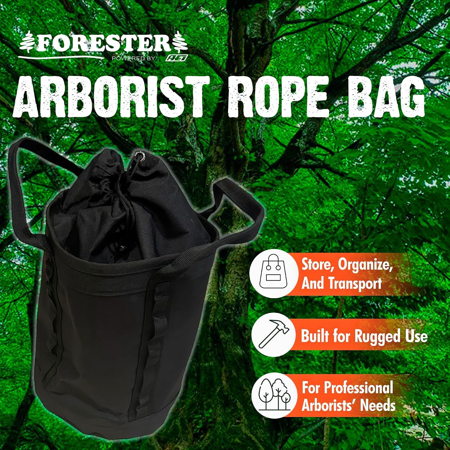 Large Arborist Rope Bag - Bucket Style Storage Bag | Arborist Equipment | Tree Climbing Gear | Heavy Duty Nylon Gear