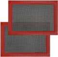 Perforated Silicone Baking Mats for Quarter Sheet, 2 Pcs Non-Stick Eclair Baking Mats for 9x13 Cookie Sheet, Reusable
