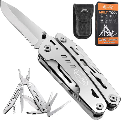 Multi Tool Pocket Knife Tactical Camping Survival Knife Gifts for Men Dad Husband 18 in 1 Multitool Pliers Scissors