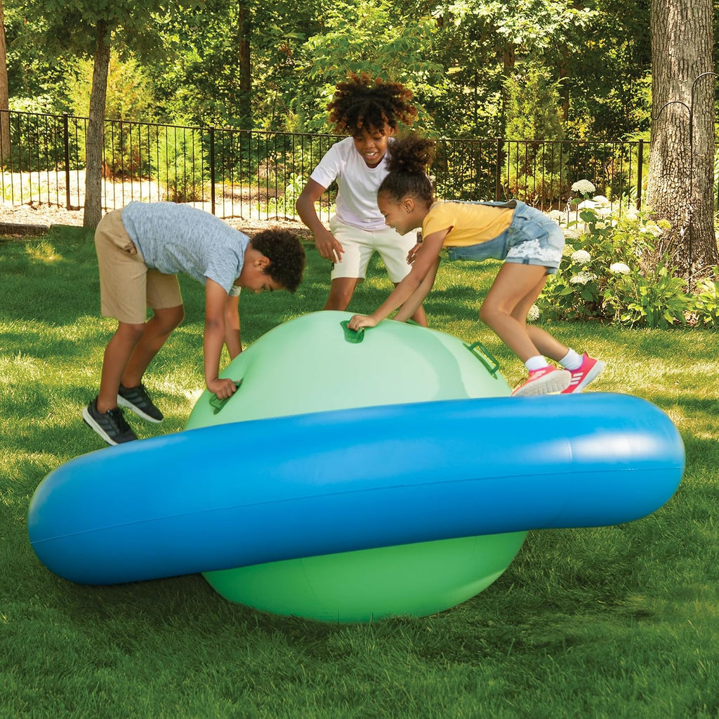 8-Foot Inflatable Dome Rocker with 6 Handles - Children's Fun Play Equipment Blow Up Giant Bouncer Backyard Toy for
