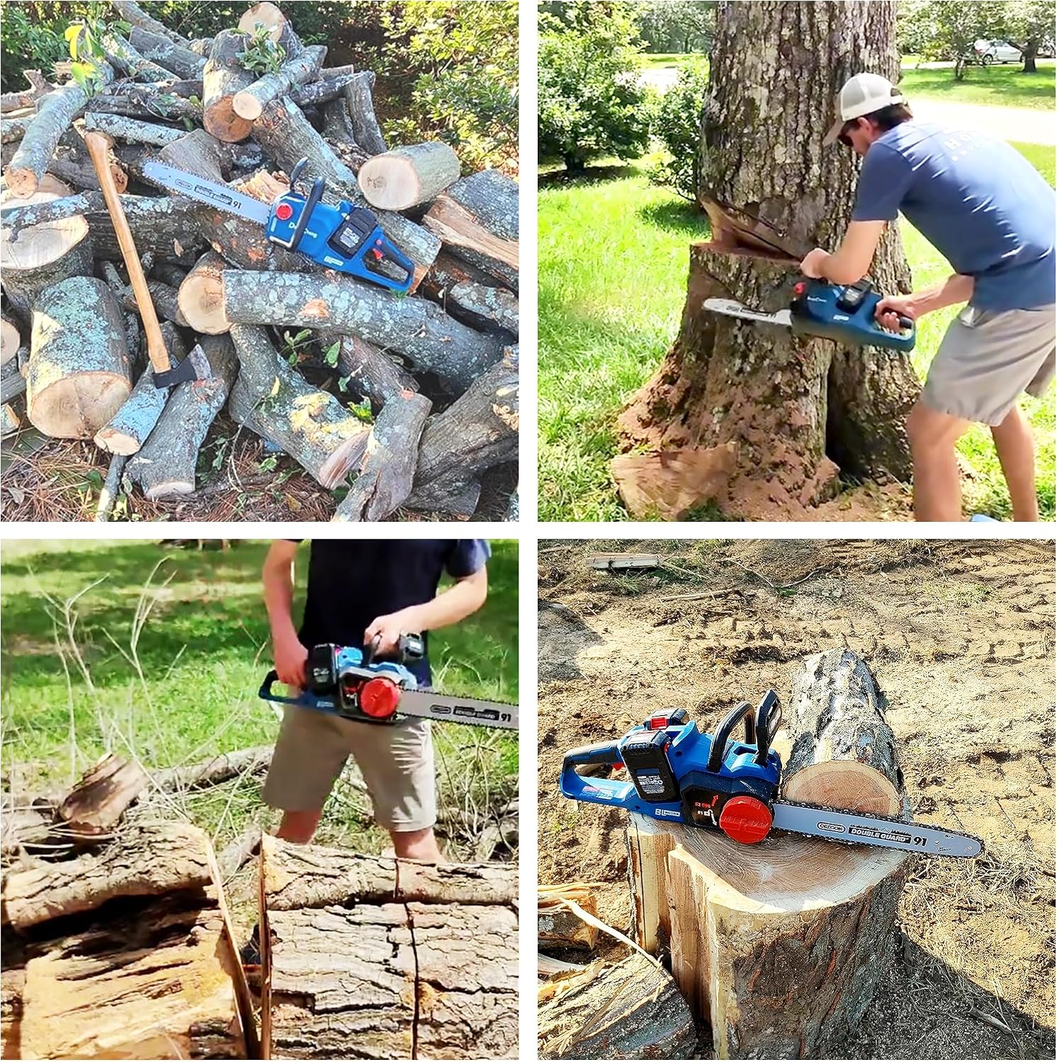 DongCheng 40V 16-Inch Brushless Cordless Chainsaw with 2x4.0Ah Batteries, Gas-Like Power for Tree Felling, Storm