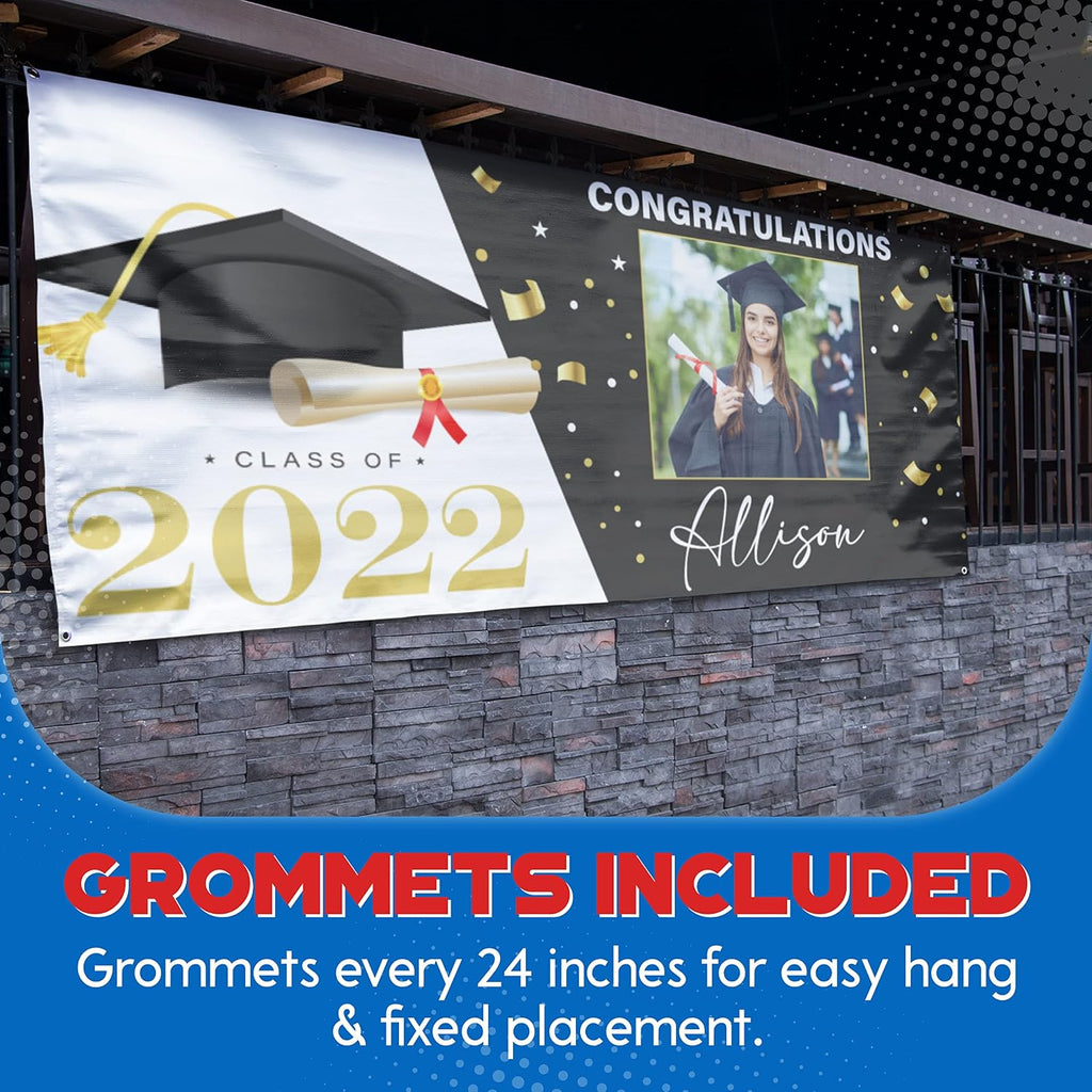 Custom Banners and Signs for Indoor Outdoor w/Any Image, Logo & Text Vinyl Banner | 5 Theme, 15 Font & 25 Background