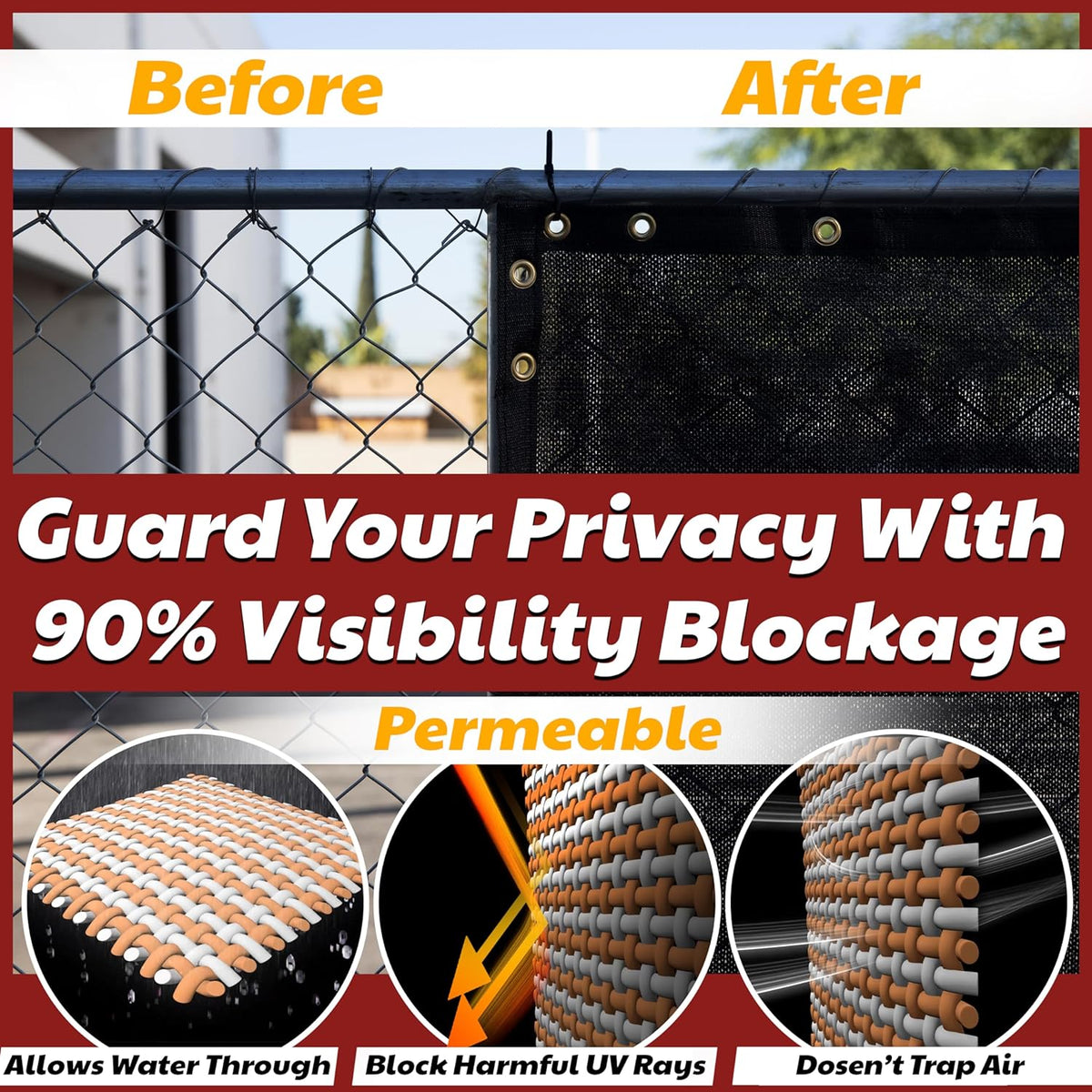 4' x 5' Fence Privacy Screen, Heavy Duty Mesh Outdoor & Backyard