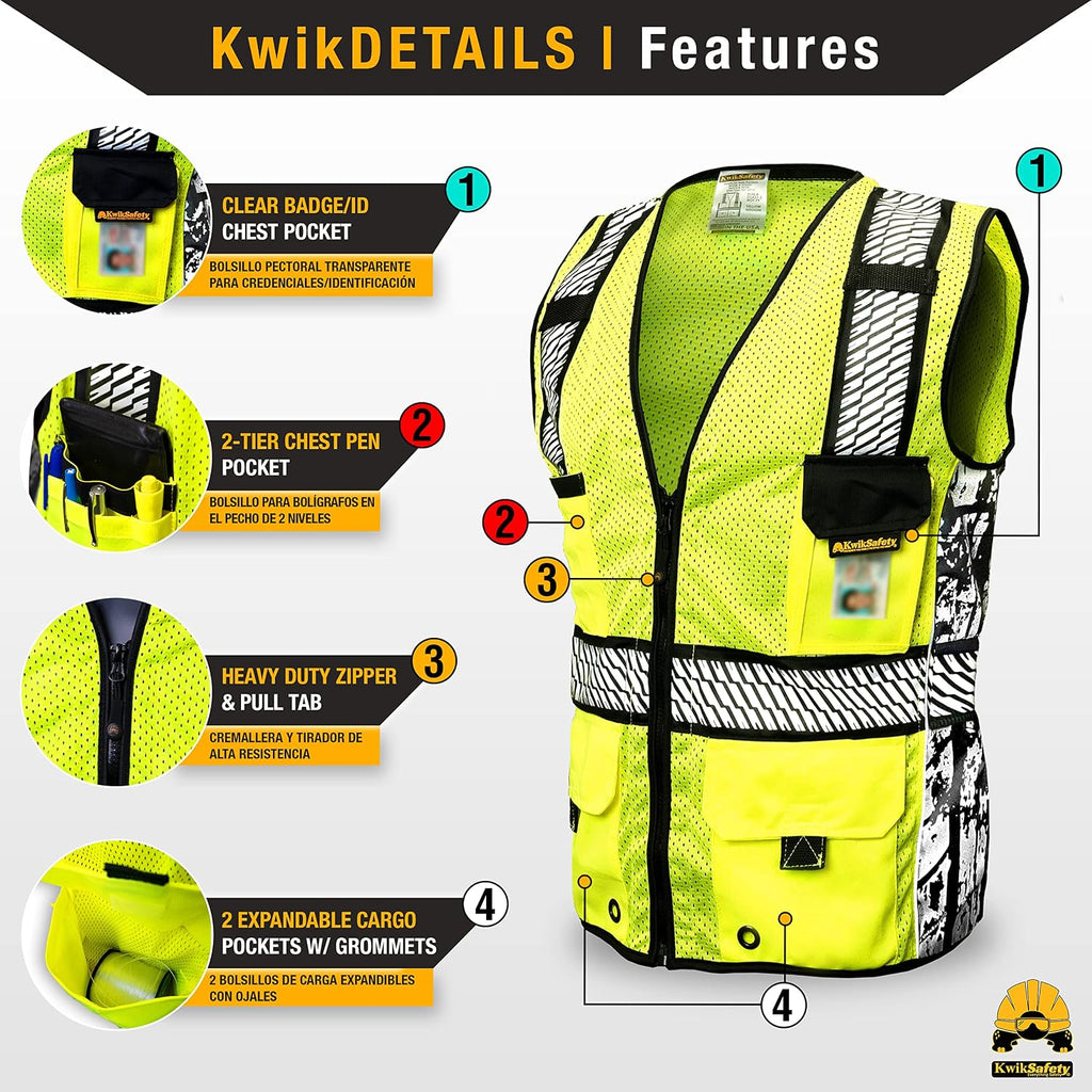 Charlotte, NC - RoadBOSS Econ & Premium Safety Vest Class 2 Reflective Vest ANSI OSHA Safety Vest for Men
